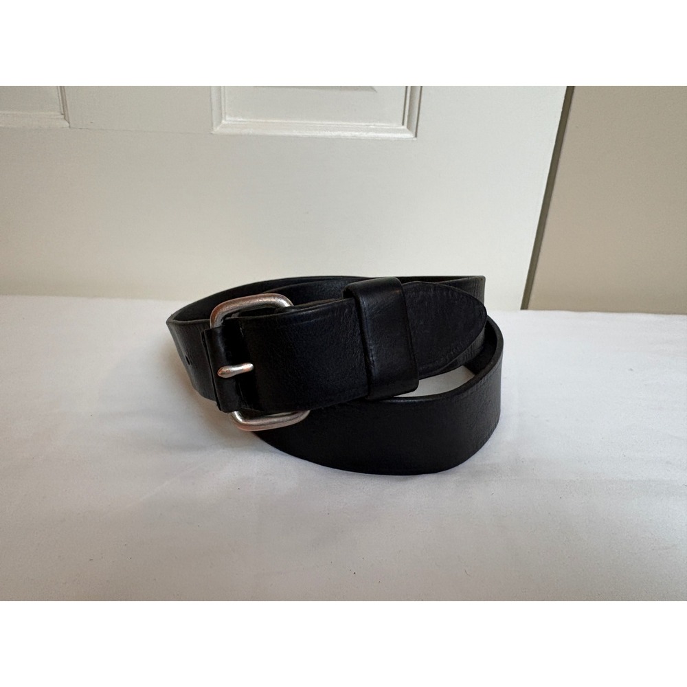 Polo Ralph Lauren Mens Black Genuine Leather Belt Size 36 Silver Roller Buckle